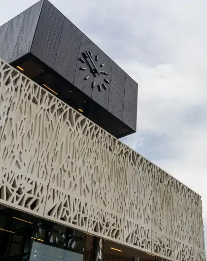 Hotel facade and name signage
