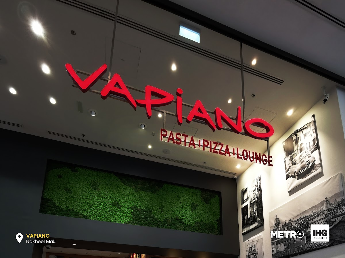 Illuminated Red Script Logo, Dual Placement - Metroplus detail view