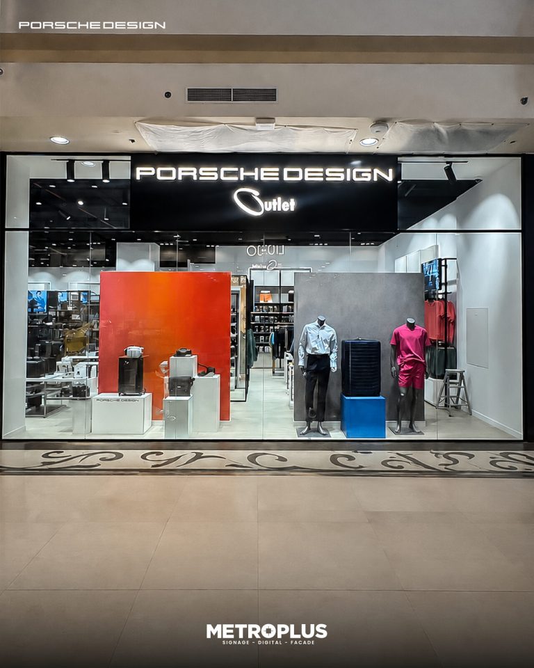 Porsche Design, Jashanmal signage by Metroplus