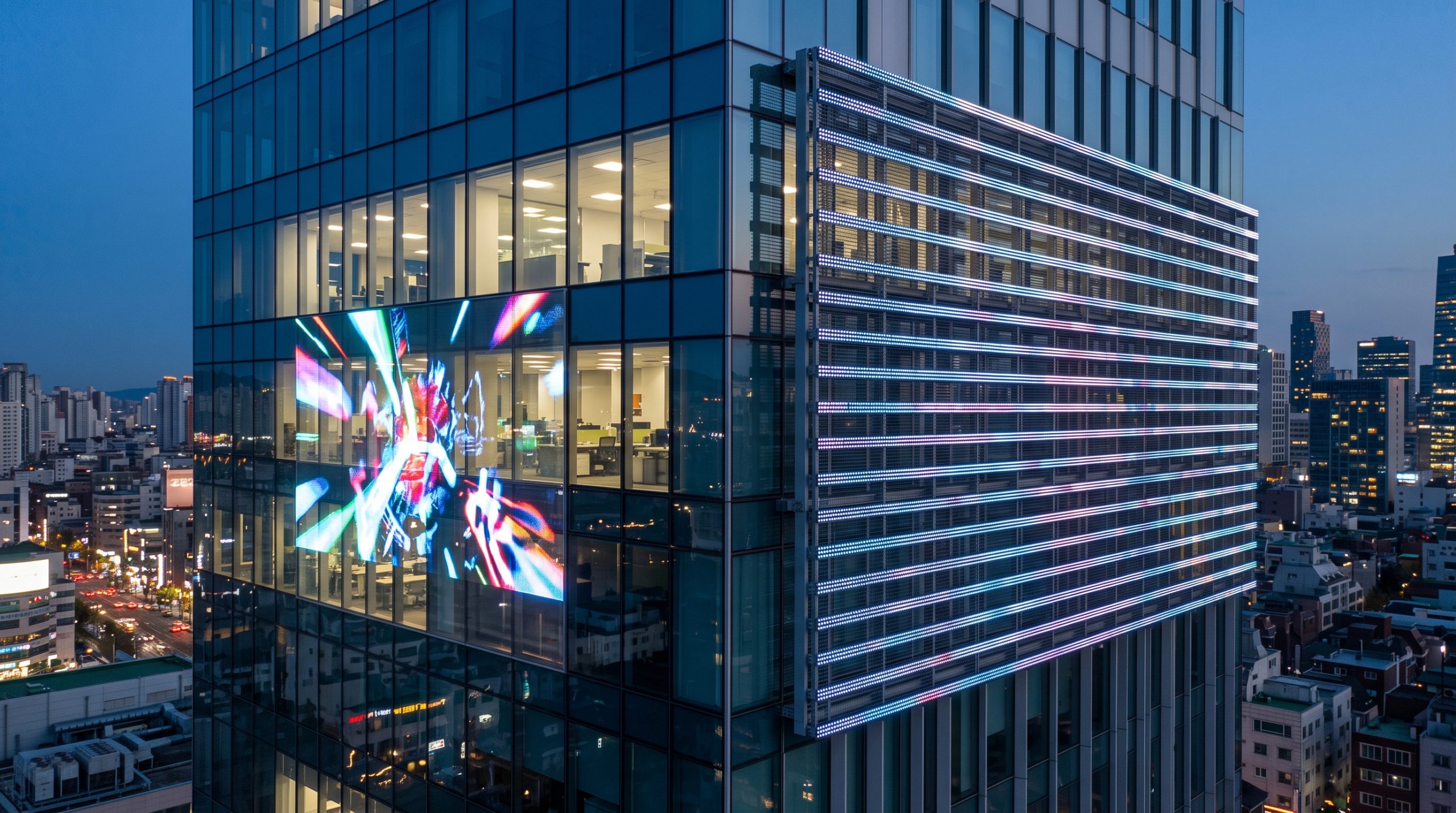 Transparent LED Versus Media Mesh