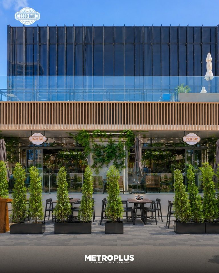 Esco-Bar, Dubai World Trade Center signage by Metroplus