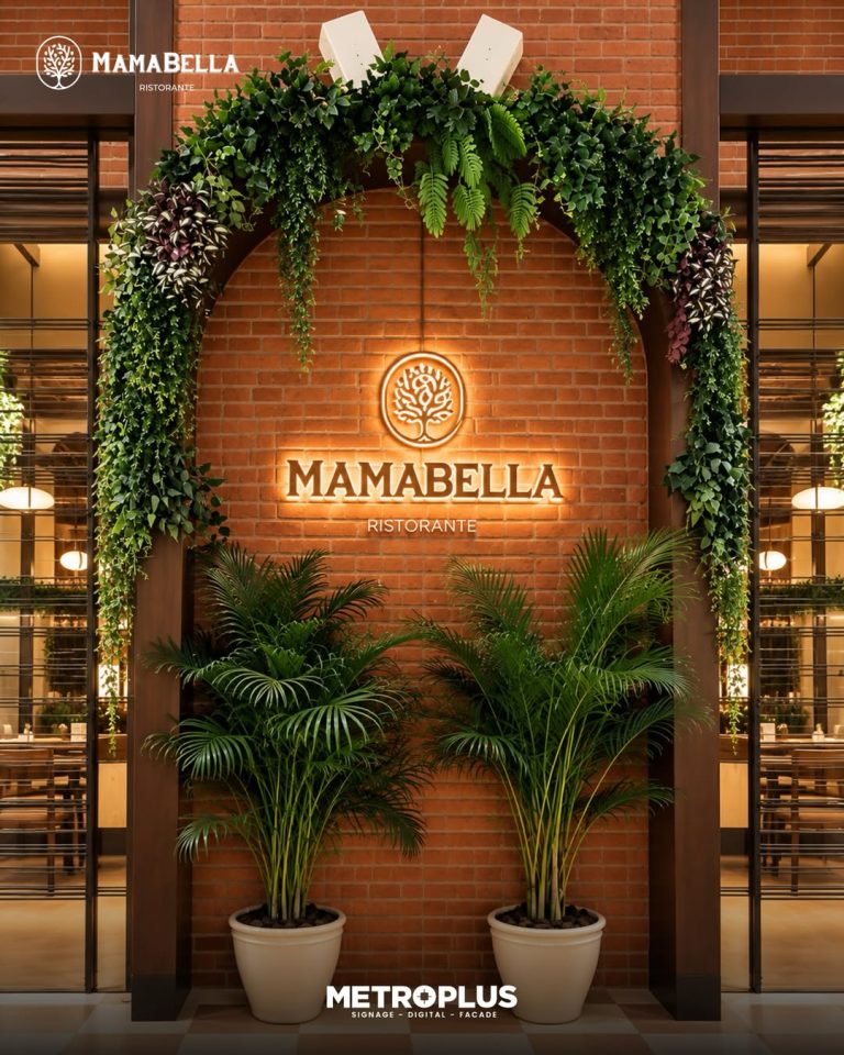 Mamabella Ristorante, Dubai Mall signage by Metroplus