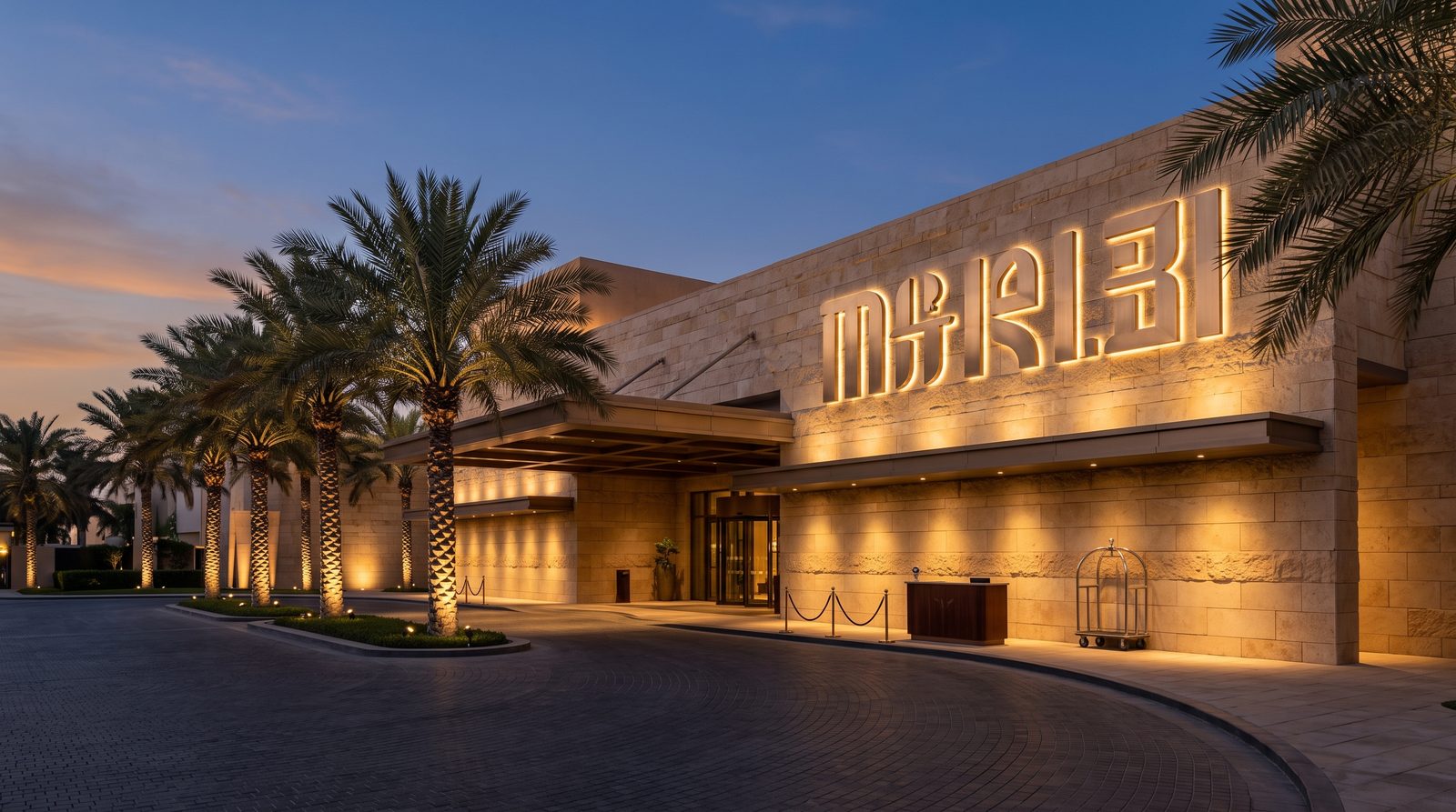 Hotel facade and name signage