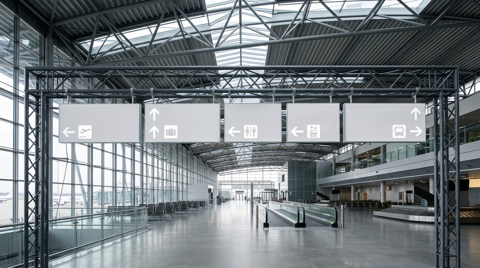 Metro, airport, and highway signage